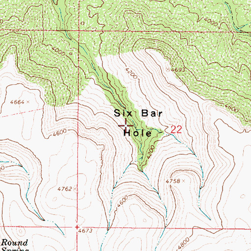 Topographic Map of Six Bar Hole, AZ