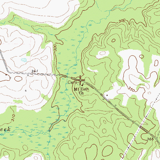 Topographic Map of Zion Cemetery, GA