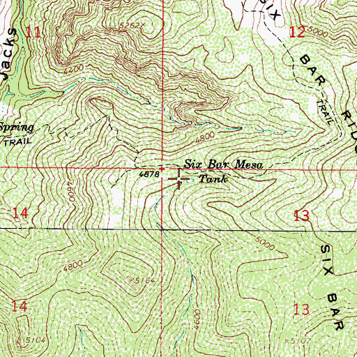 Topographic Map of Six Bar Mesa Tank, AZ