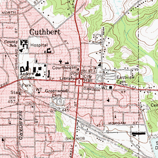 Topographic Map of Cuthbert Historic District, GA