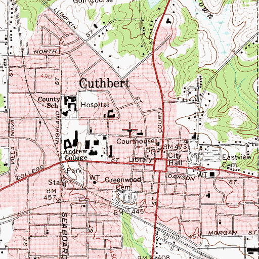 Topographic Map of Cuthbert Presbyterian Church, GA