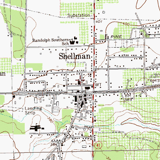 Topographic Map of First Baptist Church, GA