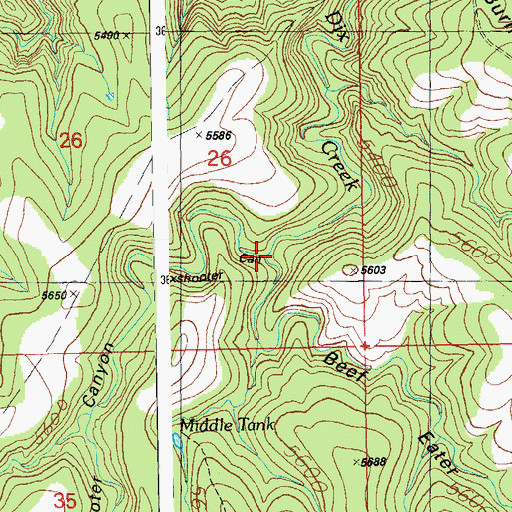 Topographic Map of Sixshooter Canyon, AZ