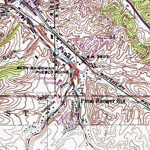 Topographic Map of Sixshooter Canyon, AZ