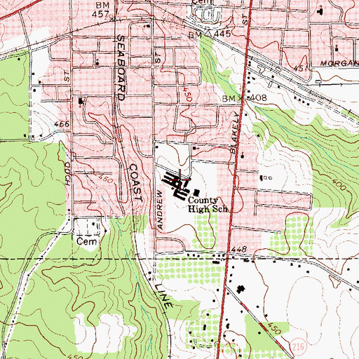 Topographic Map of Randolph-Clay High School, GA
