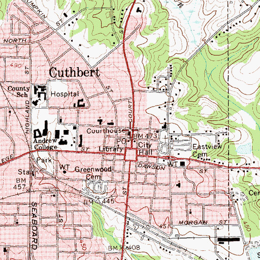 Topographic Map of Randolph County Courthouse, GA