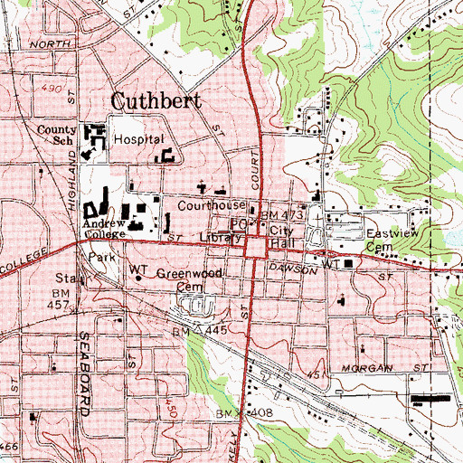 Topographic Map of Randolph County Library, GA