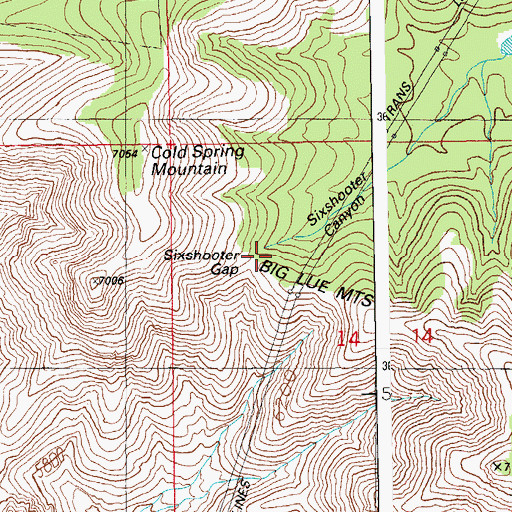 Topographic Map of Sixshooter Gap, AZ