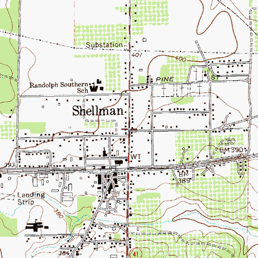 Topographic Map of Shellman Historic District, GA
