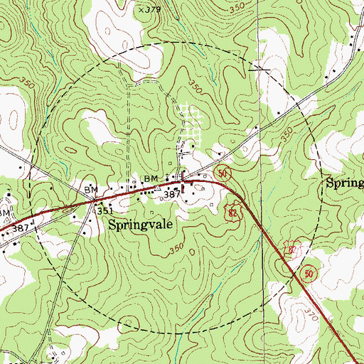 Topographic Map of Springvale Baptist Church, GA