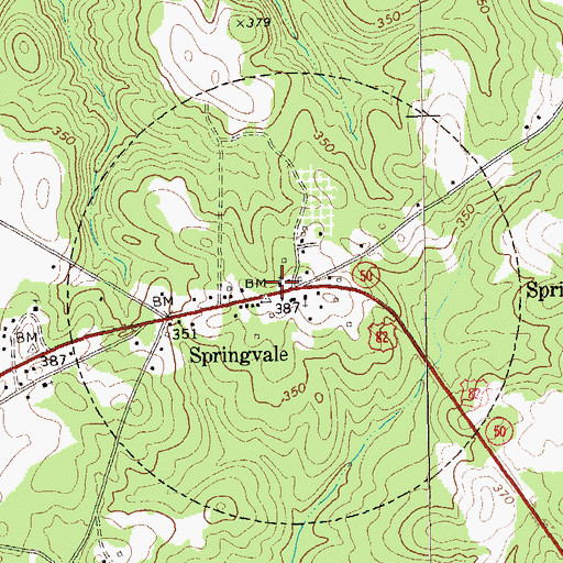 Topographic Map of Springvale Methodist Church, GA