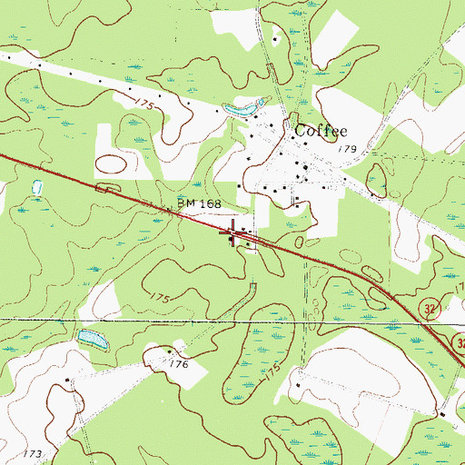 Topographic Map of Coffee Church, GA