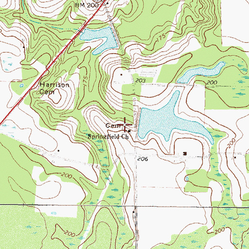 Topographic Map of Springfield Cemetery, GA