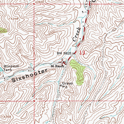 Topographic Map of Sixty Six Ranch, AZ