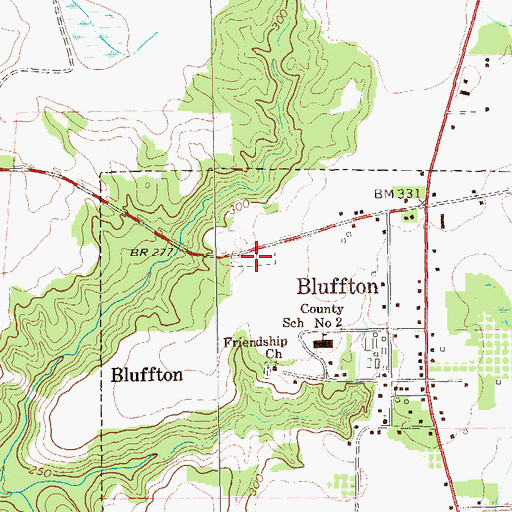Topographic Map of Bluffton Cemetery, GA