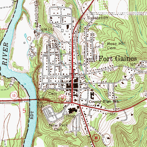 Topographic Map of Fort Gaines Presbyterian Church, GA