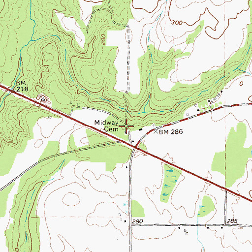 Topographic Map of Midway Baptist Church (historical), GA
