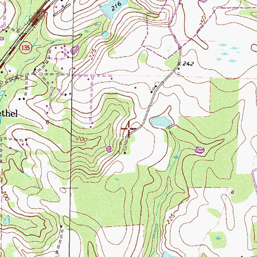 Topographic Map of Ashley Yoemans Cemetery, GA