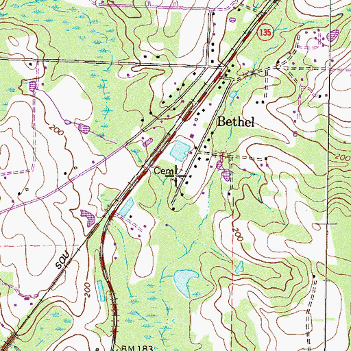 Topographic Map of Bethel Baptist Church, GA