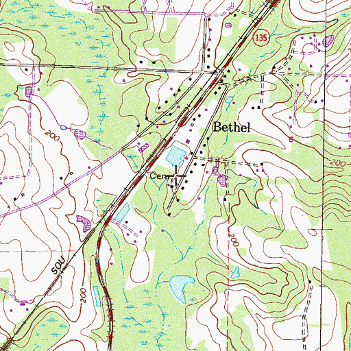 Topographic Map of Bethel Cemetery, GA