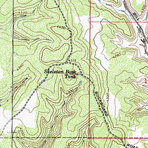 Topographic Map of Skeleton Bone Tank, AZ