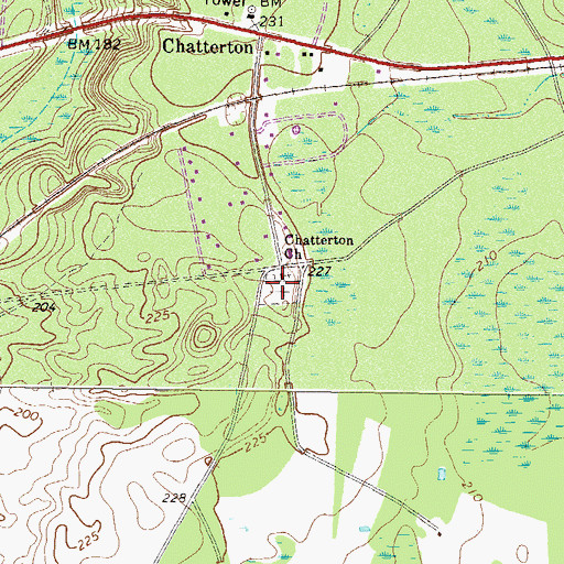 Topographic Map of Chatterton Cemetery, GA