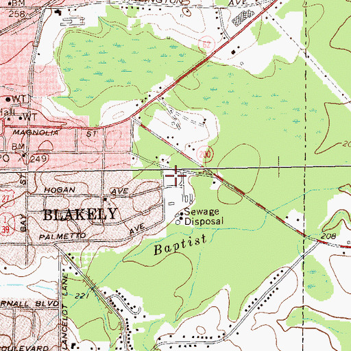 Topographic Map of Alex Howell Baseball Park, GA