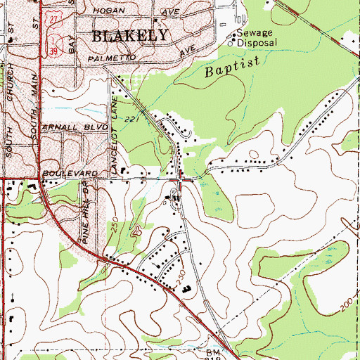 Topographic Map of Blakely Regional Youth Development Center, GA