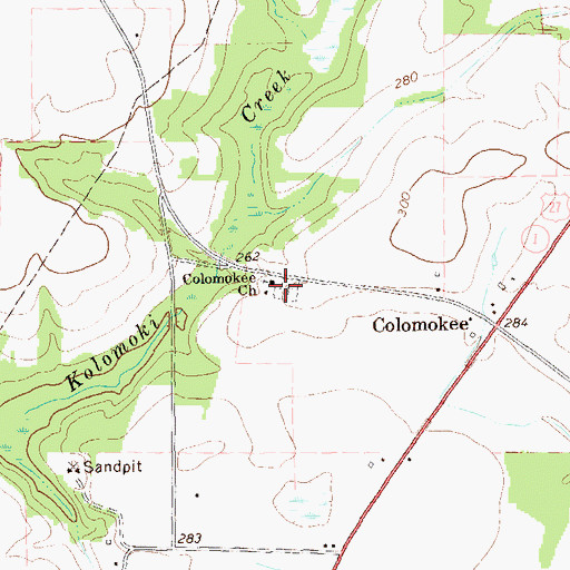 Topographic Map of Colomokee Cemetery, GA