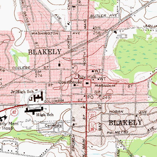 Topographic Map of Early County Jail, GA