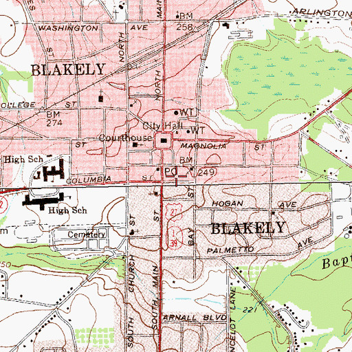 Topographic Map of Early-Miller Training Center, GA