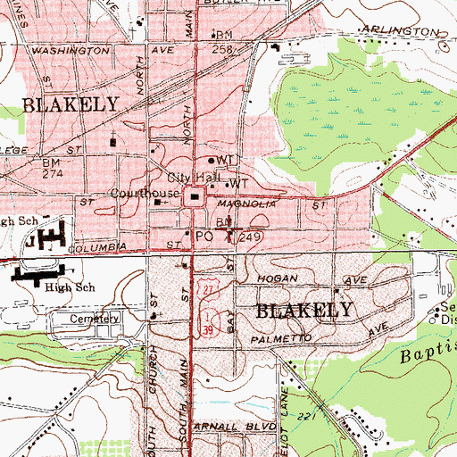 Topographic Map of First Assembly of God Church, GA