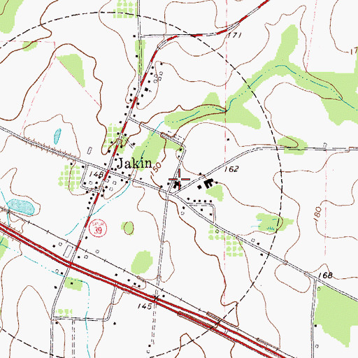 Topographic Map of First Baptist Church, GA