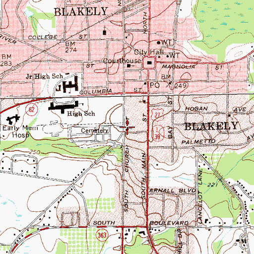 Topographic Map of First Free Will Baptist Church, GA