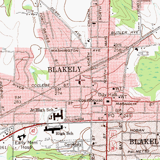 Topographic Map of First United Methodist Church, GA
