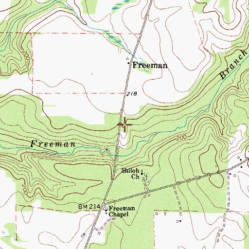 Topographic Map of Freeman School (historical), GA