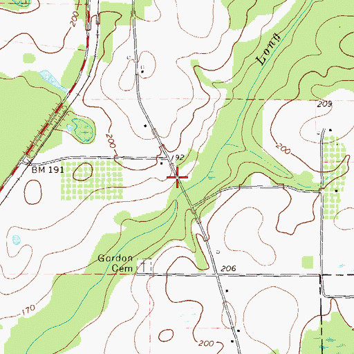 Topographic Map of Gordon School (historical), GA
