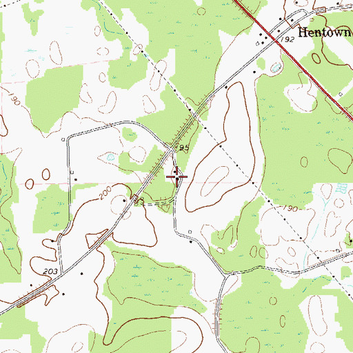 Topographic Map of Hentown Church of Christ, GA