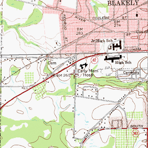 Topographic Map of King Plaza Shopping Center, GA
