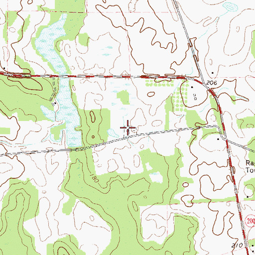 Topographic Map of Liberty Hill Cemetery, GA