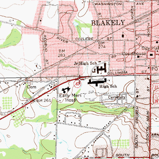 Topographic Map of Maddox Memorial Library, GA