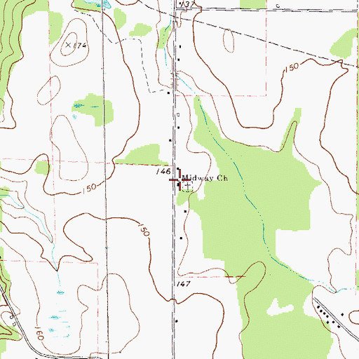 Topographic Map of Midway School (historical), GA