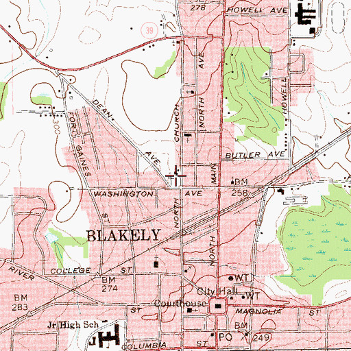Topographic Map of Wesley Chapel Cemetery, GA