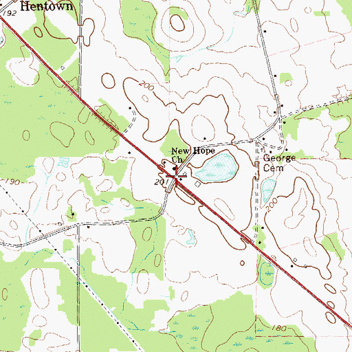 Topographic Map of New Hope, GA