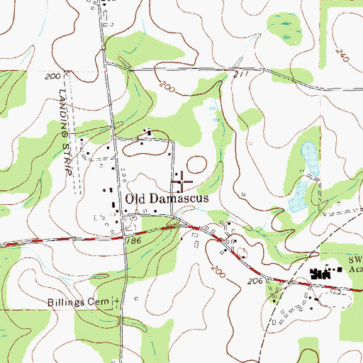 Topographic Map of Old Damascus Church, GA