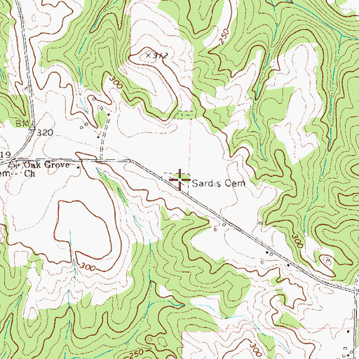 Topographic Map of Sardis Church (historical), GA