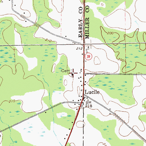 Topographic Map of White Plains Free Will Baptist Church, GA