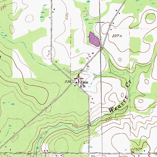 Topographic Map of Zion Freewill Baptist Cemetery, GA