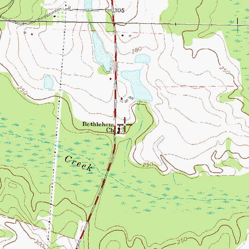 Topographic Map of Bethlehem Cemetery, GA