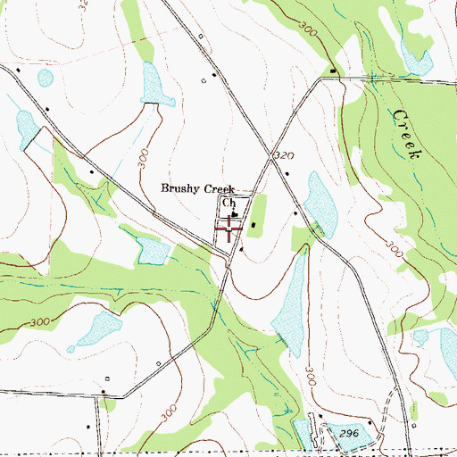 Topographic Map of Brushy Creek Cemetery, GA